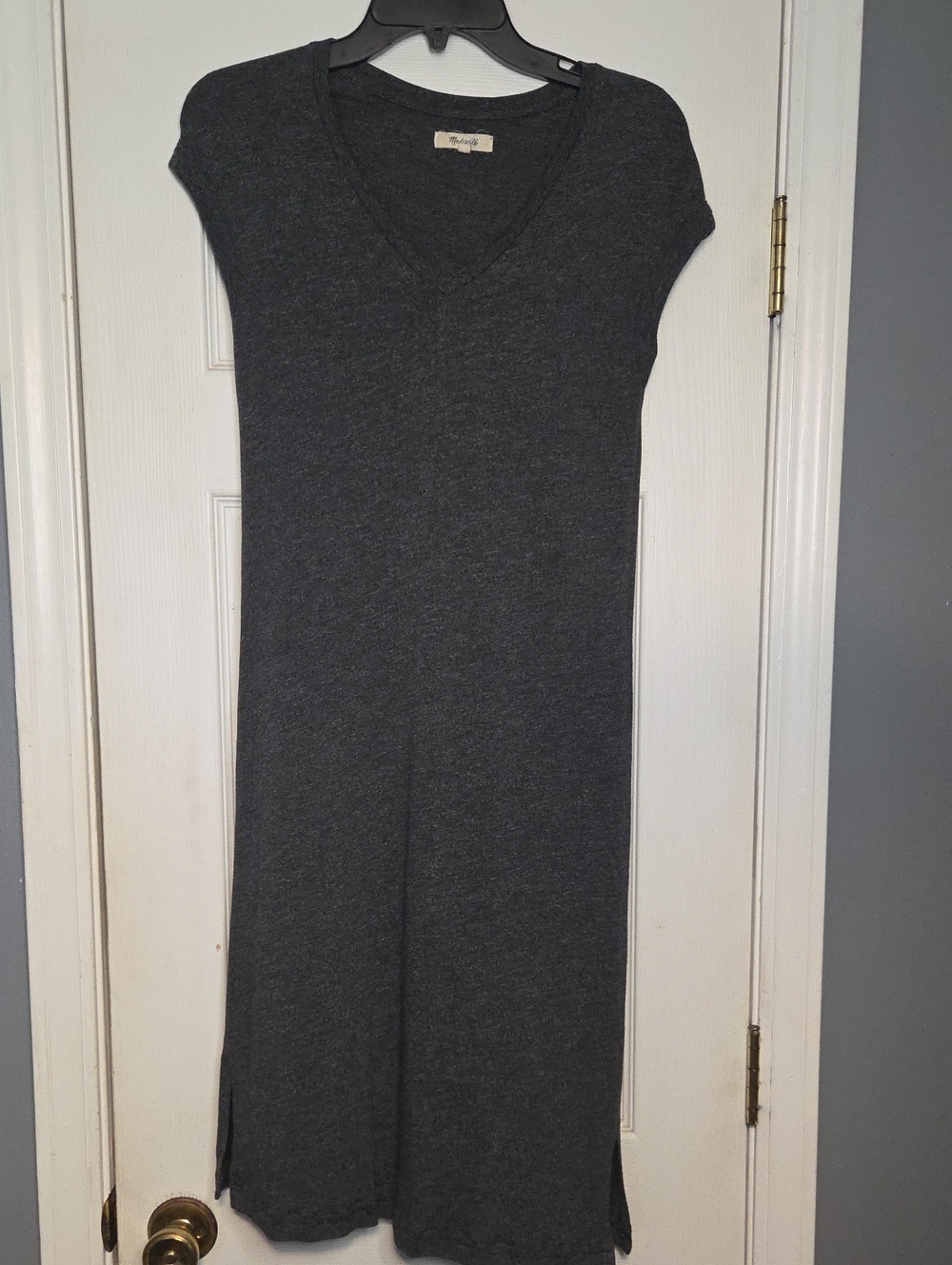 Madewell Charcoal V-Neck Midi Dress